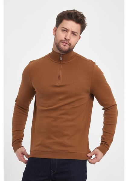 Erkek Kışlık Uzun Fermuarlı Dik Yaka Taş Sweatshirt indirimleri