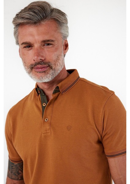 Erkek Dar Basic Polo Yaka Kısa Kol Düz Tarçın Tişört fiyatları