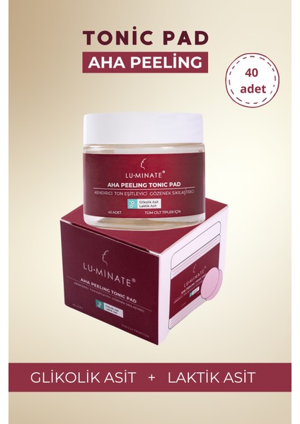 Aha Peeling Tonic Pad Cilt Tonu Eşitleyici GlikolikLaktik Asit 40 Adet Ped