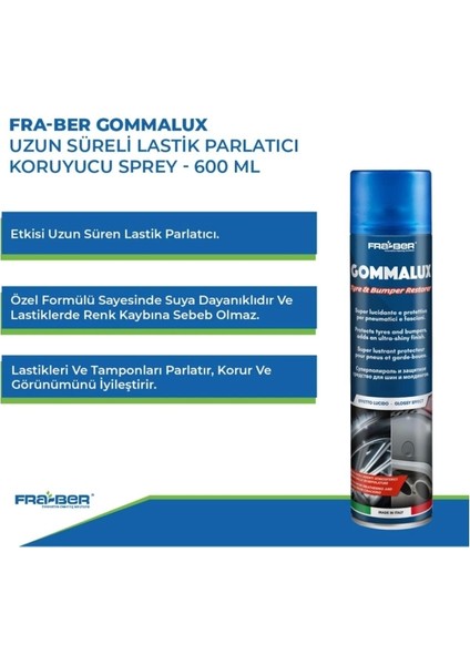 Gommalux Uzun Süreli Lastik Parlatıcı ve Koruyucu Sprey - 600 ml