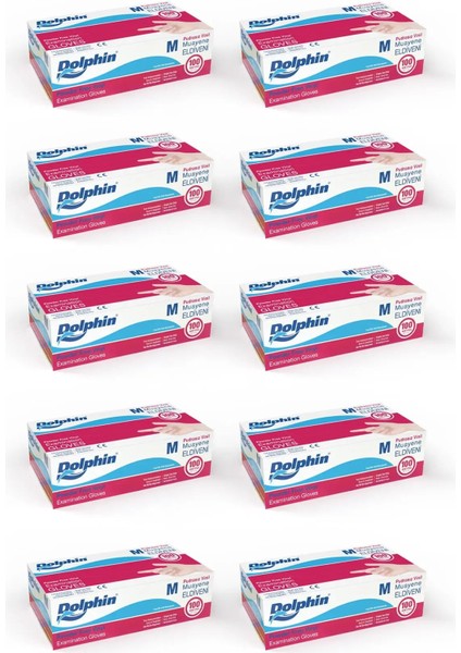 Beyaz Vinil Eldiveni Pudrasız M 100 Adet x 10 Paket