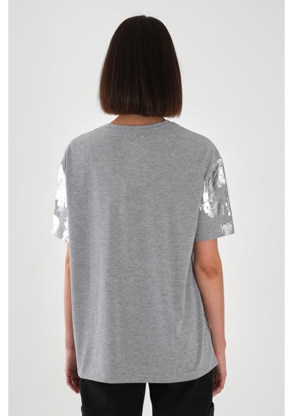 Alexandergardı Parlak Baskılı Bisiklet Yaka Kadın T-Shirt modelleri
