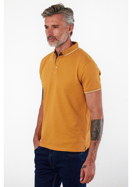 Erkek Dar Basic Polo Yaka Kısa Kol Düz Tarçın Tişört fırsatları