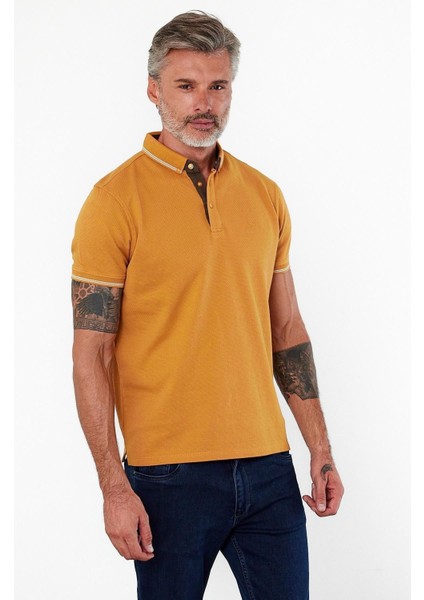 Erkek Dar Basic Polo Yaka Kısa Kol Düz Tarçın Tişört indirimleri