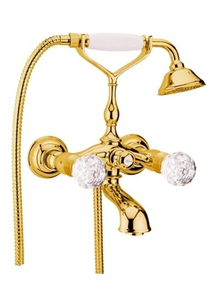Italyan Webert Karenina Banyo Bataryasi Altın-Swarovsky Taşli-El Duşu Seti̇, Askisi Dahi̇l