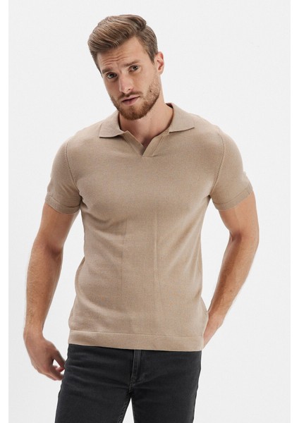 Erkek Uzun Polo Yaka Kısa Kollu Siyah Düz Triko Kazak modelleri