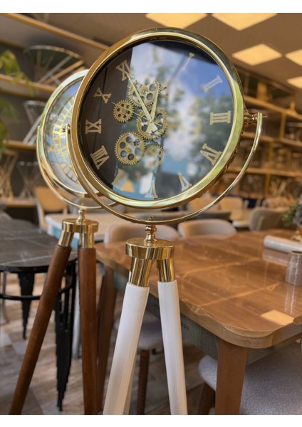 Tripod Ayaklı Dekoratif Saat Çarklı Gold-Beyaz fiyatları