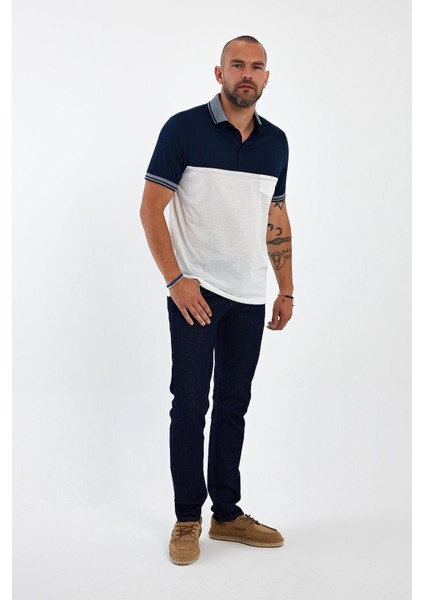 Erkek Basic Polo Yaka Cepli Düz Uzun Lacivert Tişört fiyatları