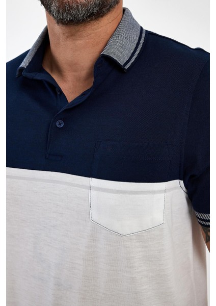 Erkek Basic Polo Yaka Cepli Düz Uzun Lacivert Tişört modelleri