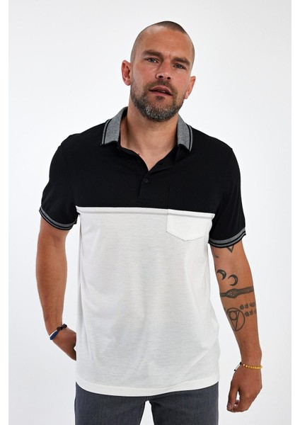 Erkek Basic Polo Yaka Cepli Düz Uzun Lacivert Tişört