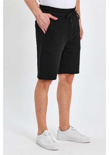 Erkek Lastikli Baskılı Cepli Klasik Kısa Siyah Şort indirimleri