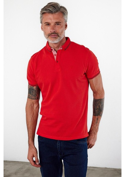 Erkek Dar Basic Polo Yaka Kısa Kol Düz Tarçın Tişört indirimleri