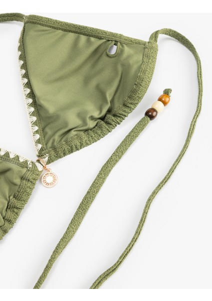 Astarlı Kroşe Detaylı Boncuklu Üçgen Bikini Üstü modelleri
