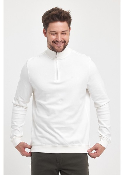 Erkek Kışlık Uzun Fermuarlı Dik Yaka Taş Sweatshirt fırsatları