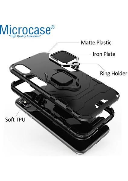 Nothing Phone 3A ile Uyumlu Batman Serisi Yüzük Standlı Armor Kılıf - Siyah AL3349
