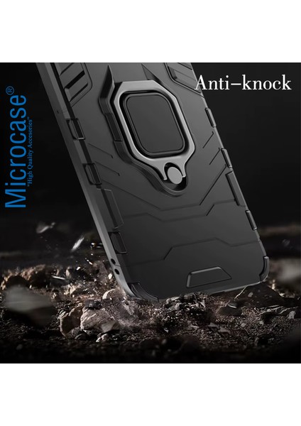 Nothing Phone 3A ile Uyumlu Batman Serisi Yüzük Standlı Armor Kılıf - Siyah AL3349