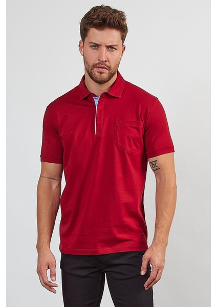 Erkek Basic Cepli Çıtçıtlı Dar Kahverengi Polo Yaka Tişört