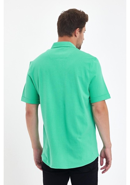 Erkek Polo Yaka Kısa Kollu Düğmeli Bol Bakır Gömlek indirimleri