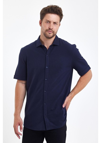 Erkek Polo Yaka Kısa Kollu Düğmeli Bol Bakır Gömlek fırsatları