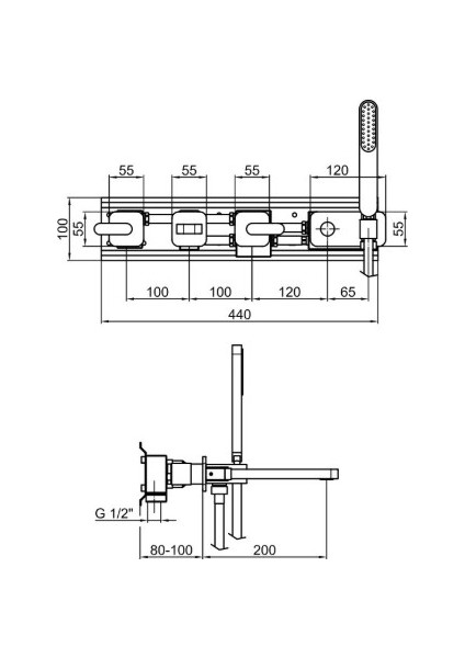 Italyan Webert Living El Duşlu Ankastre Krom Banyo Bataryası modelleri