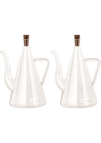 17558 2li Kapaklı Ölçekli Cam Yağlık Sirkelik Yağdanlık 500ML