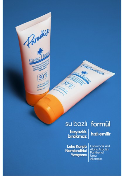Yüz Güneş Kremi 50 Spf Leke Karşıtı, Nemlendirici, Yatıştırıcı - Paradise modelleri