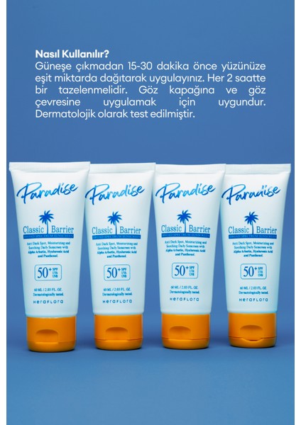 Yüz Güneş Kremi 50 Spf Leke Karşıtı, Nemlendirici, Yatıştırıcı - Paradise fırsatları