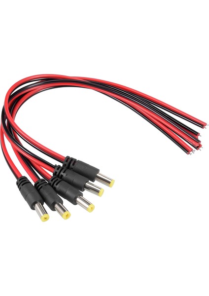 5.5x2.1 mm Erkek Dc Adaptör Kablosu 20 cm (100 Adet) - 12V Kamera LED Uyumlu Güç Kablosu