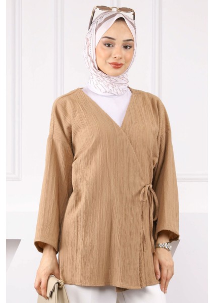 Vizon Yan Bağlamalı Kimono