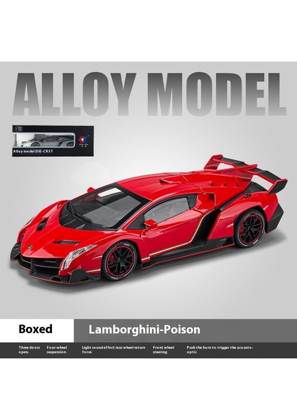 1:24 23CM Alaşım Araba Modeli Sesli ve Işıklı Açık Kapı Spor Araba Modeli Süsleme (Yurt Dışından)