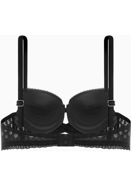 Çapraz Lastik Detaylı Dantelli Dekolte Sütyen - Double Push Up - Fashion - 2510 - Siyah modelleri