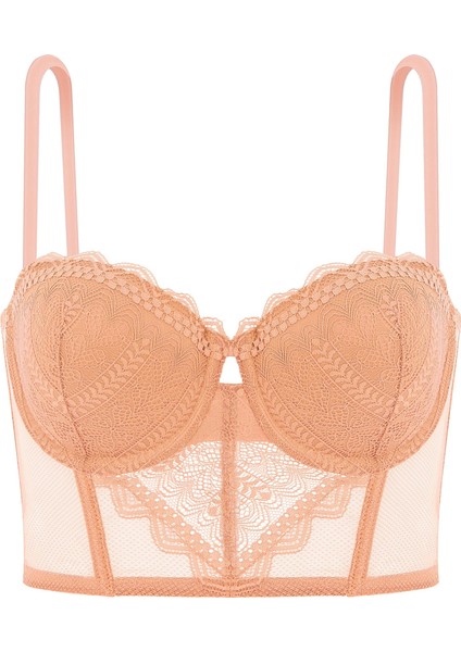 Olivia Dantelli Büstiyer Sütyen - Desteksiz - Fashion - 2502 - Kavuniçi