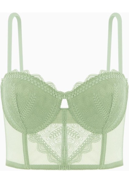 Fashion 2501 Rosali Soft Push Up Dolgulu Dantelli Büstiyer Sütyen Yeşil