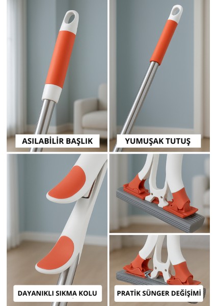 Toshi Kelebek Sıkma Mekanizmalı Sünger Paspas Mop fırsatları