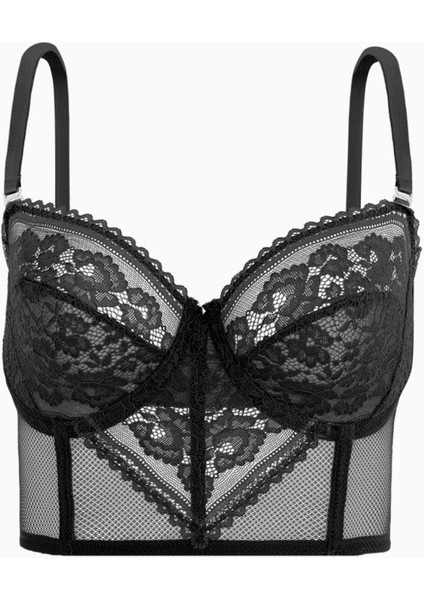 Dantelli Büstiyer Sütyen - Pedsiz - Fashion - 2500 - Siyah