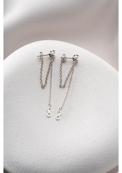 925 Ayar Gümüş Rodyum Kaplama 5 mm Tektaş Sallantılı Zincir Sonsuzluk Model Küpe fırsatları