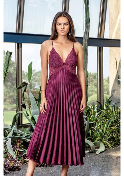 7115 Bayan Uzun Saten Gecelik