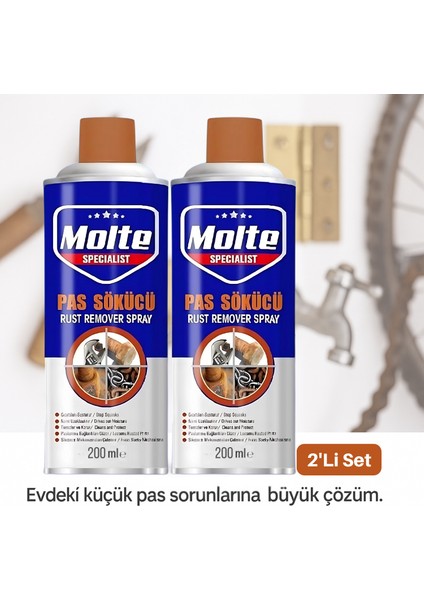 200ML 2’li Ev ve Bahçe Tipi Pas Sökücü Sprey Seti – Küçük Metal Parçalarda Etkili Koruyucu Temizlik Sunan Pratik Çözüm