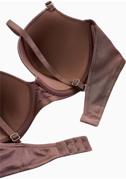 Viola 2534 Bronz Kahve Desteksiz Tak-Çıkar Askılı Mikro Basic Sütyen (C Cup Seçeneğiyle)