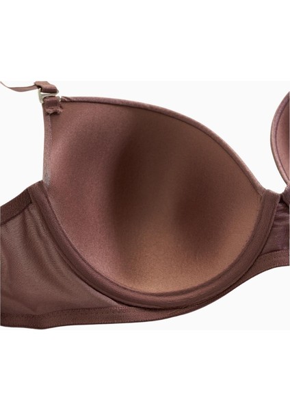 Viola 2534 Bronz Kahve Desteksiz Tak-Çıkar Askılı Mikro Basic Sütyen (C Cup Seçeneğiyle)