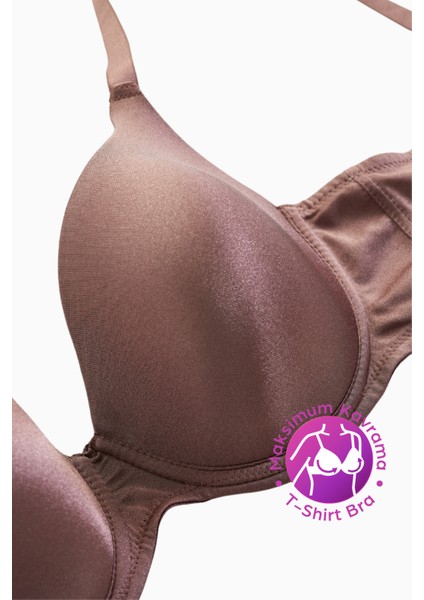Eva - T shirt Bra Dolgusuz Maksimum Kavrama ve Kusursuz Form - Sabit Kalın Askı - Bronz Kahve - 2531 indirimleri