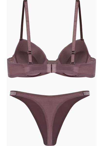 Noa 2572 Kahve Taşlı Şerit Detaylı Mikro Kumaş Dolgulu Iç Çamaşır Takımı fiyatları