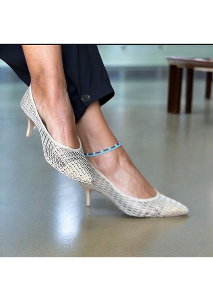 Bej File Rahat Kadın Alçak Ökçe Stiletto modelleri