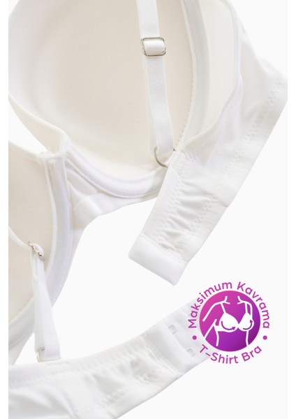 Eva - T Shirt Bra Dolgusuz Maksimum Kavrama ve Kusursuz Form - Sabit Kalın Askı - Beyaz - 2531 modelleri