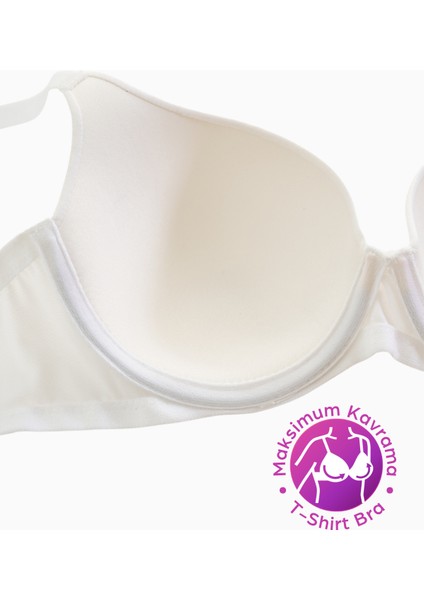 Eva - T Shirt Bra Dolgusuz Maksimum Kavrama ve Kusursuz Form - Sabit Kalın Askı - Beyaz - 2531 indirimleri