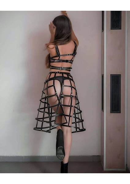 Kafes Tasarımlı Deri Alt ve Üst Takım, Festival Kostümleri - BRF1013 modelleri