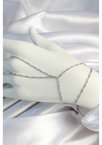 Pirinç Gümüş Renk Esnek Burgu Zincirli Şahmeran SL12030