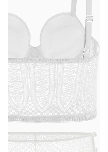 Noa Dantelli Büstiyer Sütyen Külot Takım - Push Up, Dolgulu - Fashion - 2509 - Ekru modelleri