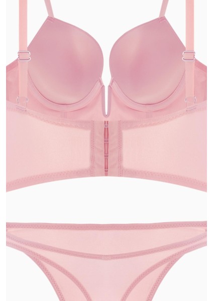 Lirio Büstiyer Mikro Sütyen Külot Takım - Push Up, Dolgulu - Fashion - 2573 - Pembe
