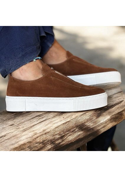 Kahve Süet Lastik Detaylı Günlük Rahat Sneaker